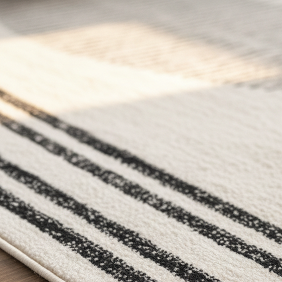 Black Ivory Geometric Area Rug