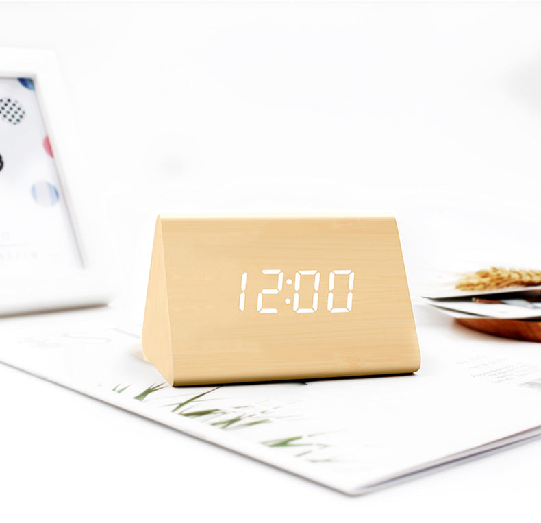 Voice-Controlled LED Wooden Alarm Clock