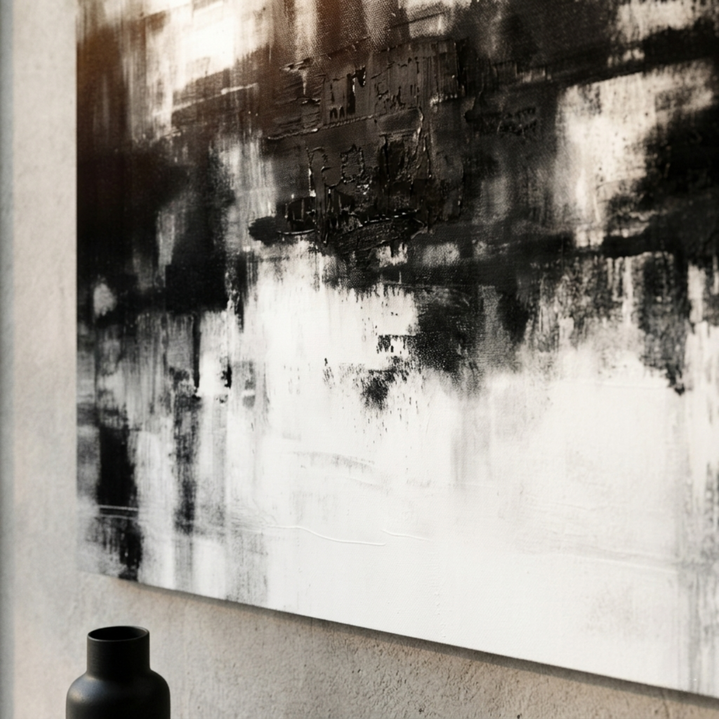 Abstract Black Canvas Wall Art 24x48