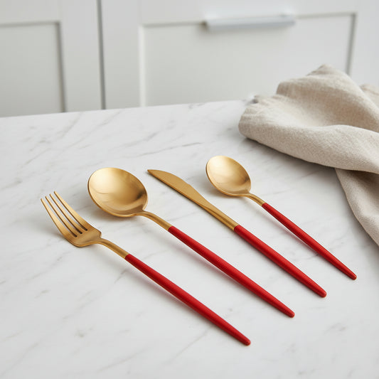 Burgundy Gold Stainless Steel Cutlery