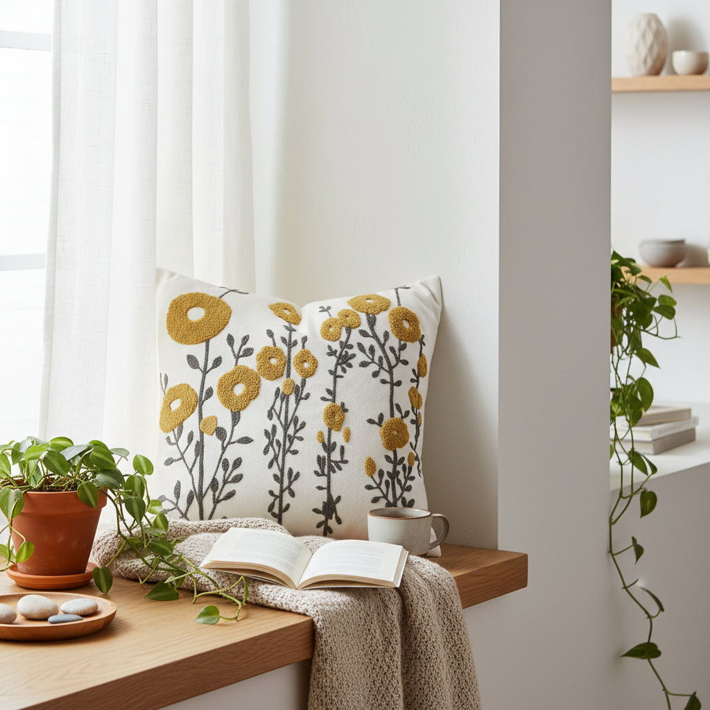 Embroidered Tassel Sofa Cushion Cover