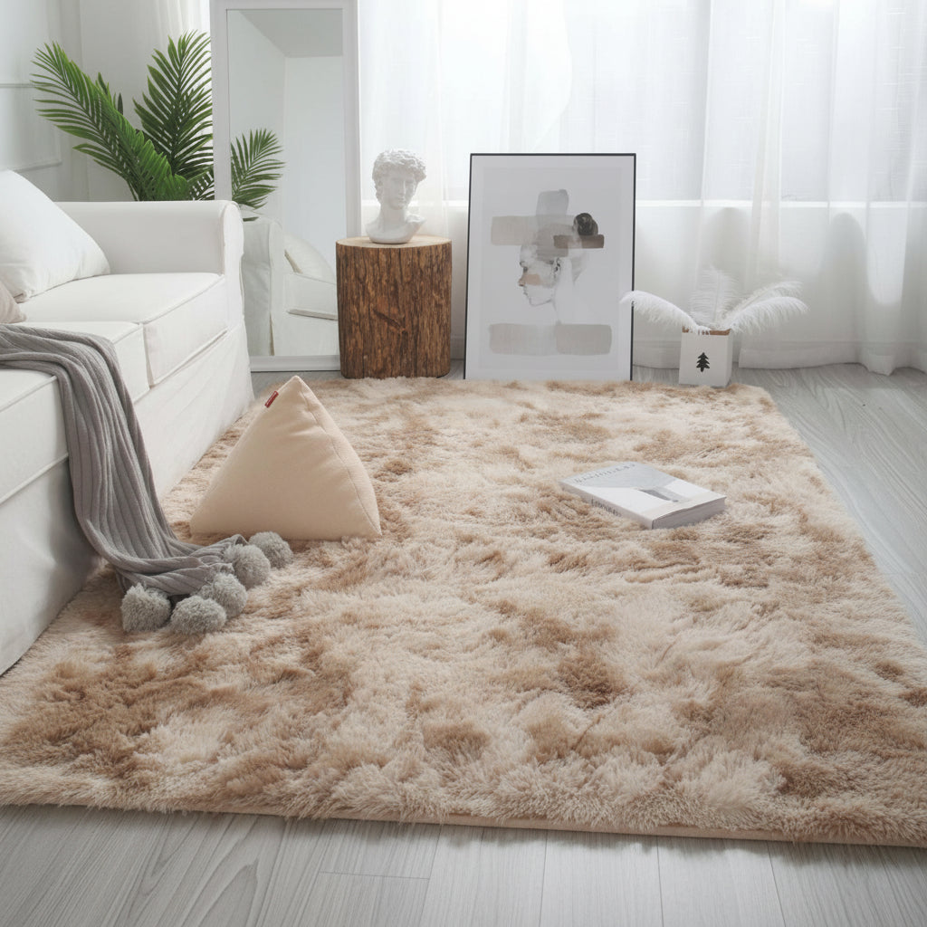 Stained Plush Faux Fur Rug