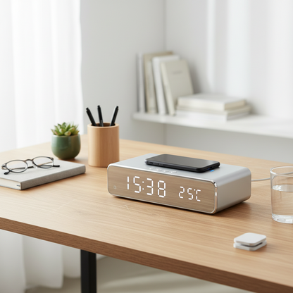 LED Alarm Clock with Wireless Charger