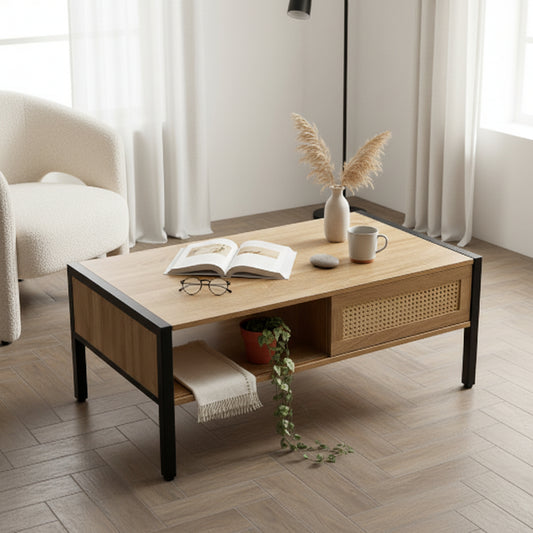 Rattan Coffee Table with Storage