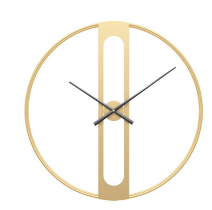 Gold Black Round Metal Wall Clock