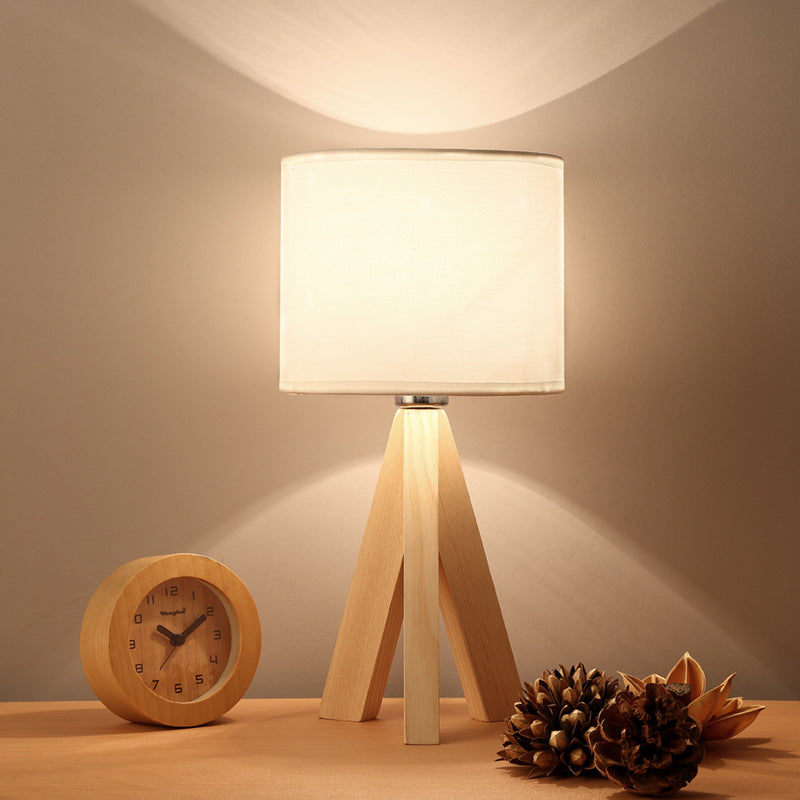 LED Wooden Tripod Bedside Lamp