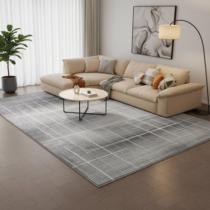 Modern Abstract Grey Striped Area Rug
