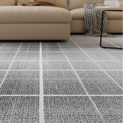 Modern Abstract Grey Striped Area Rug