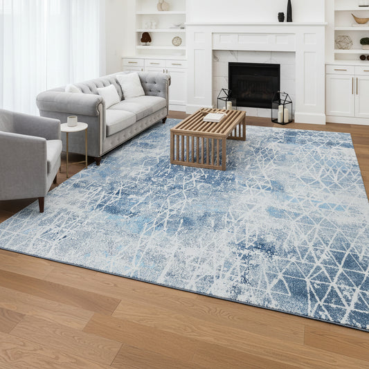 Abstract Navy Blue Area Rug