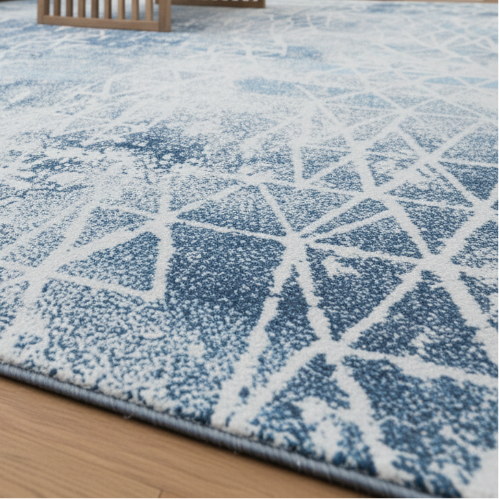 Abstract Navy Blue Area Rug