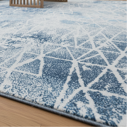 Abstract Navy Blue Area Rug