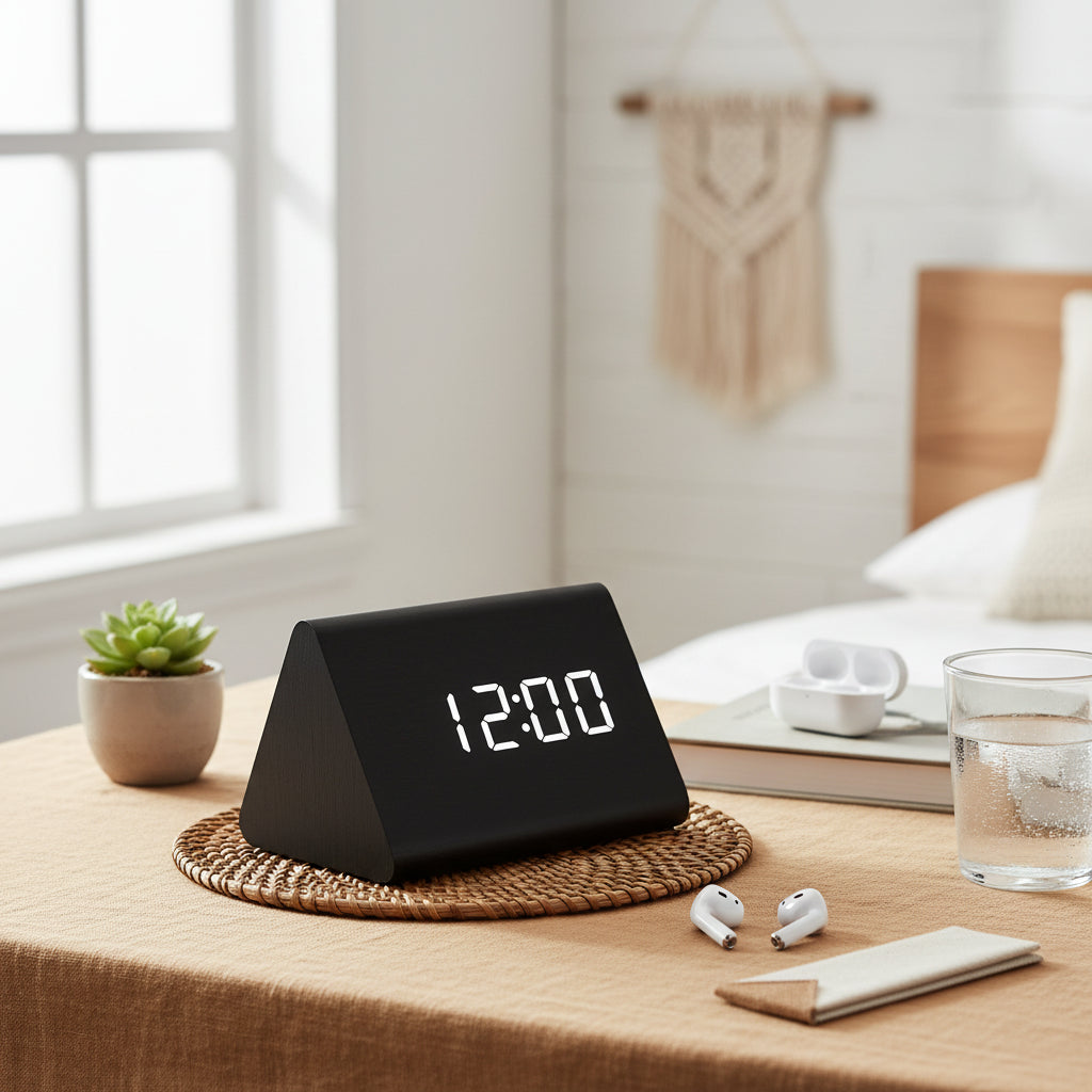 Voice-Controlled LED Wooden Alarm Clock