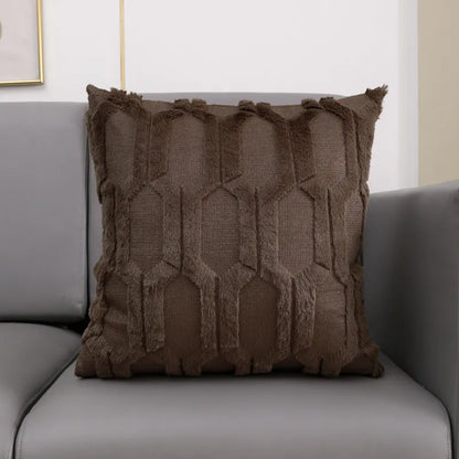 Plush Embroidered Lumbar Pillow