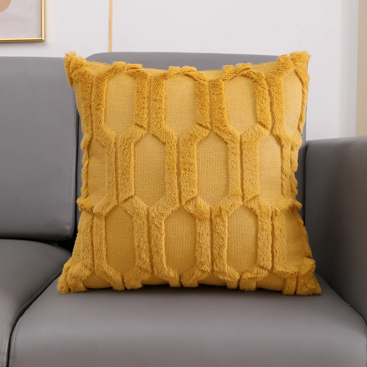 Plush Embroidered Lumbar Pillow