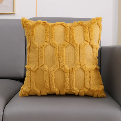 Plush Embroidered Lumbar Pillow