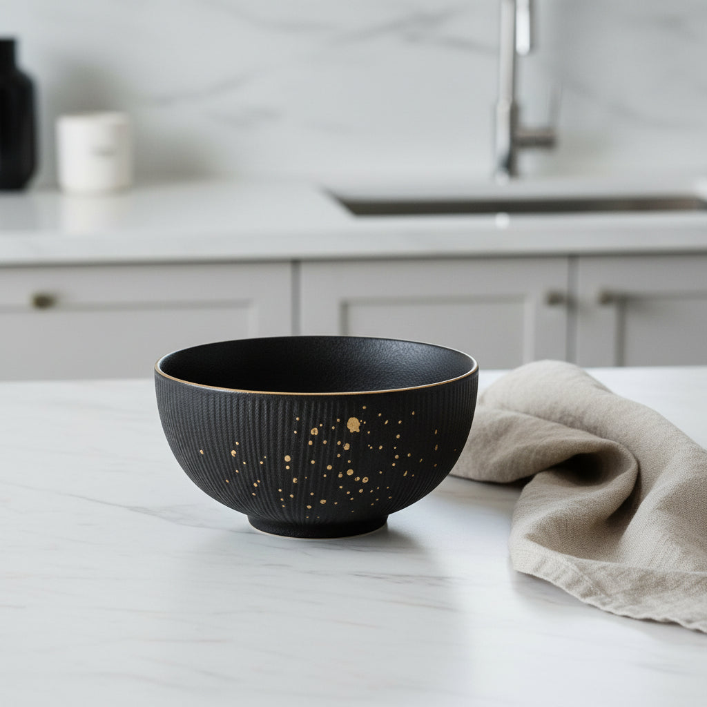 Nordic Black Gold Trim Dinner Plates