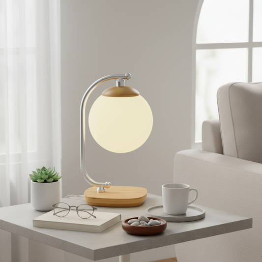 Wood Grain Bedside Lamp