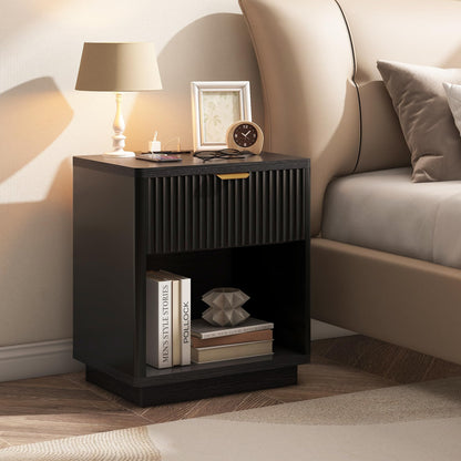 Fluted Nightstand with Charging Station