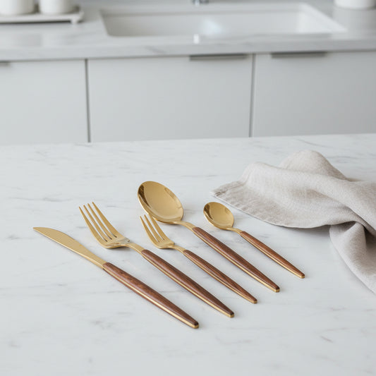 Stainless Steel Cutlery with Wood Handles