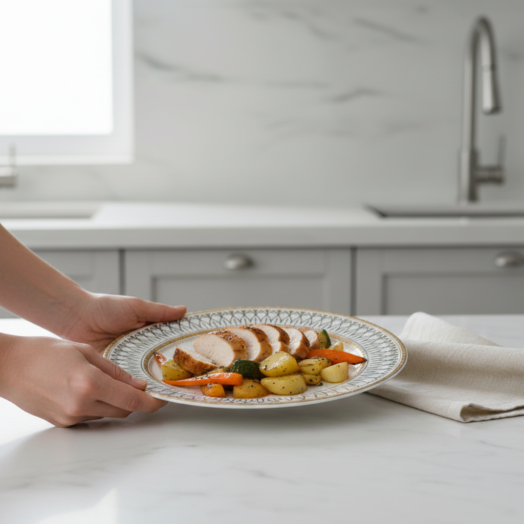 European Gold Trim Ceramic Plate Set