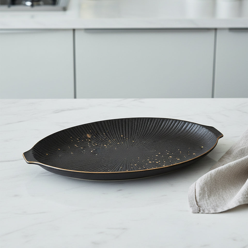 Nordic Black Gold Trim Dinner Plates