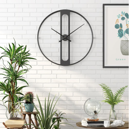 Gold Black Round Metal Wall Clock