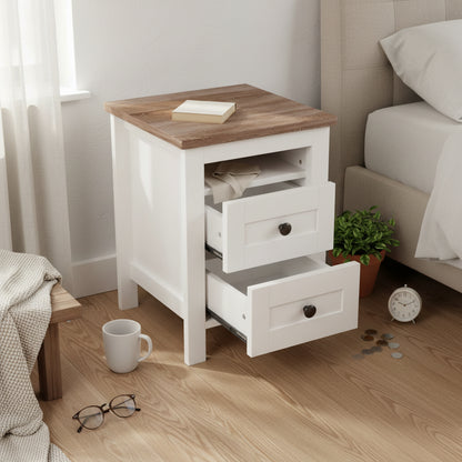 2-Drawer Farmhouse Bedside Table