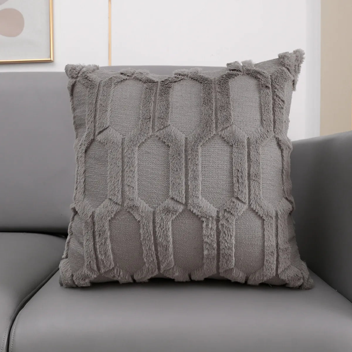Plush Embroidered Lumbar Pillow