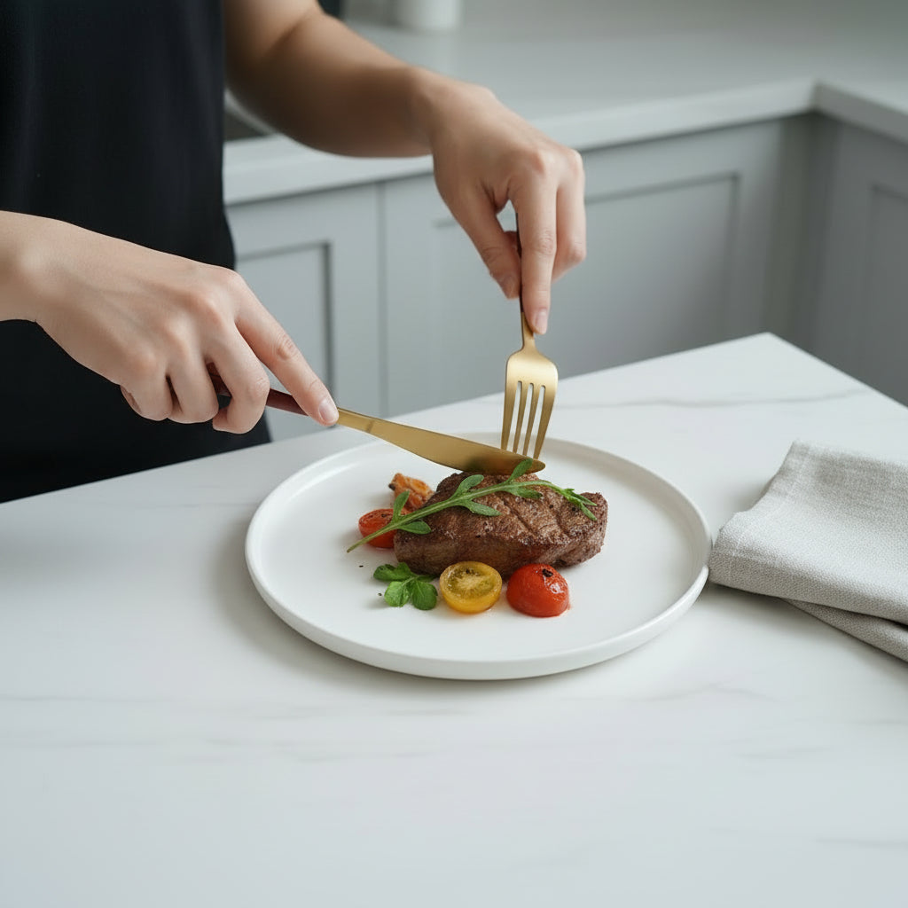 Burgundy Gold Stainless Steel Cutlery