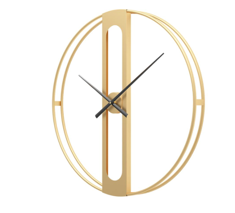Gold Black Round Metal Wall Clock