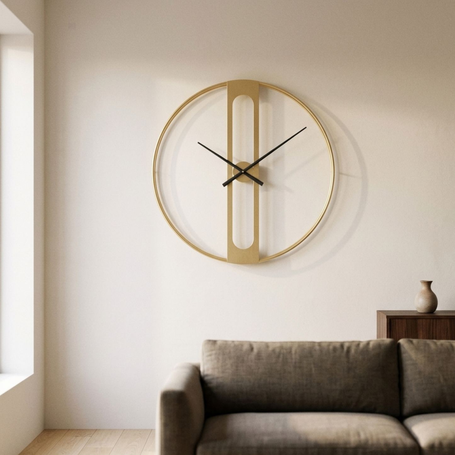 Gold Black Round Metal Wall Clock
