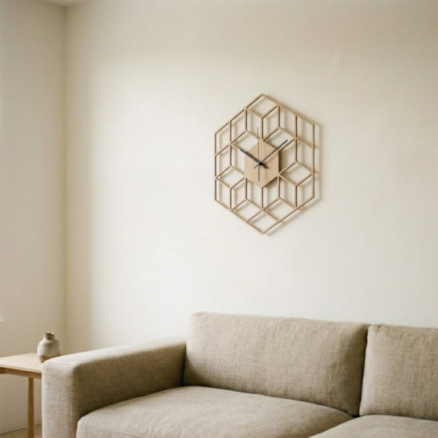 Geometric Bamboo Wood Wall Clock