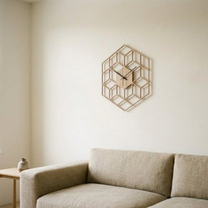 Geometric Bamboo Wood Wall Clock