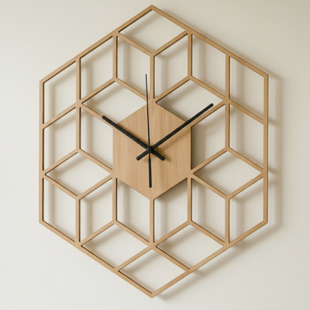 Geometric Bamboo Wood Wall Clock