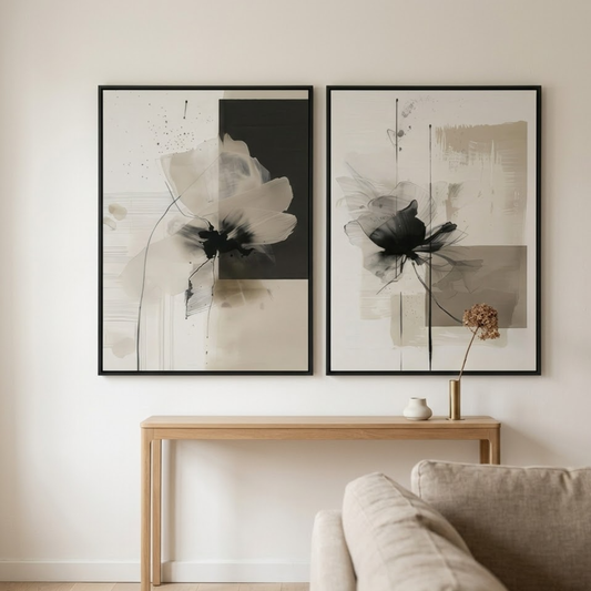Floral Abstract Canvas Wall Art (Set Of 2)