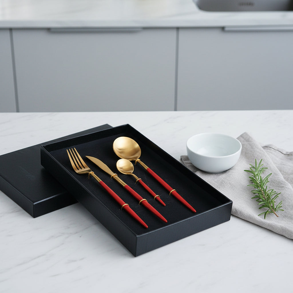 Burgundy Gold Stainless Steel Cutlery