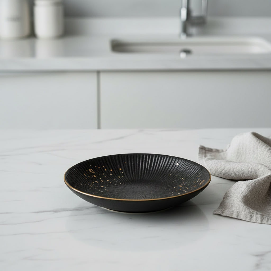 Nordic Black Gold Trim Dinner Plates