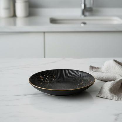 Nordic Black Gold Trim Dinner Plates