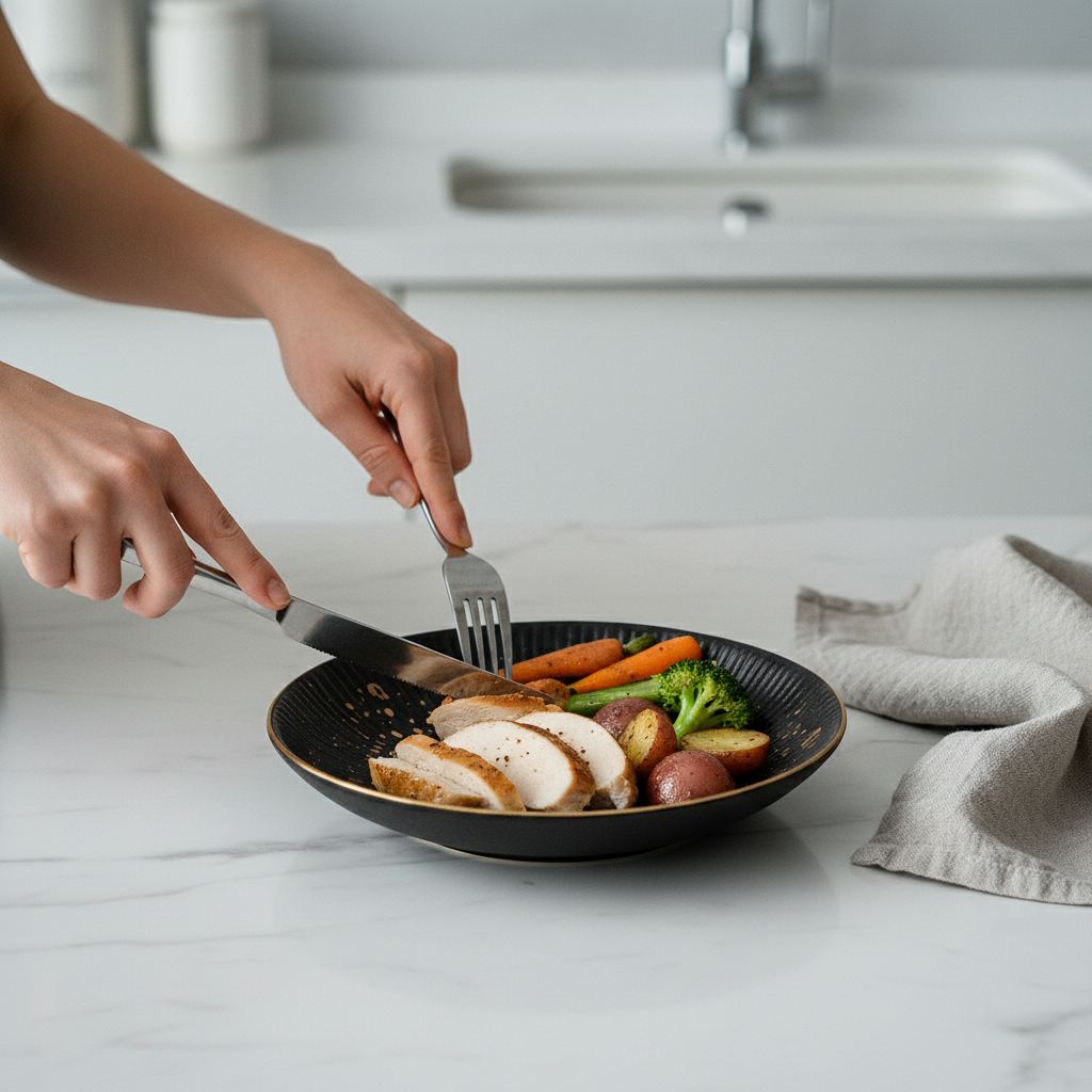 Nordic Black Gold Trim Dinner Plates