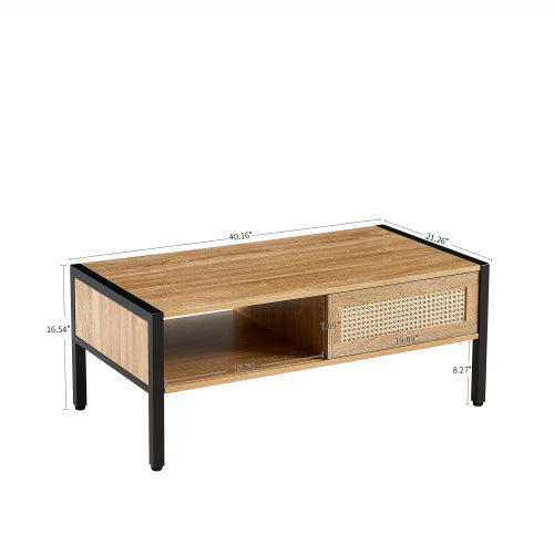Rattan Coffee Table with Storage