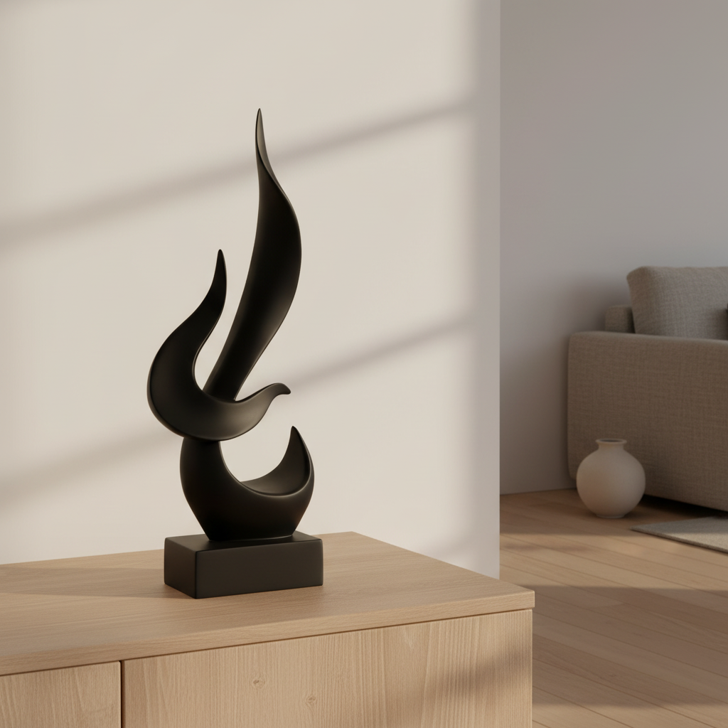 Black Flame Resin Statue Decor