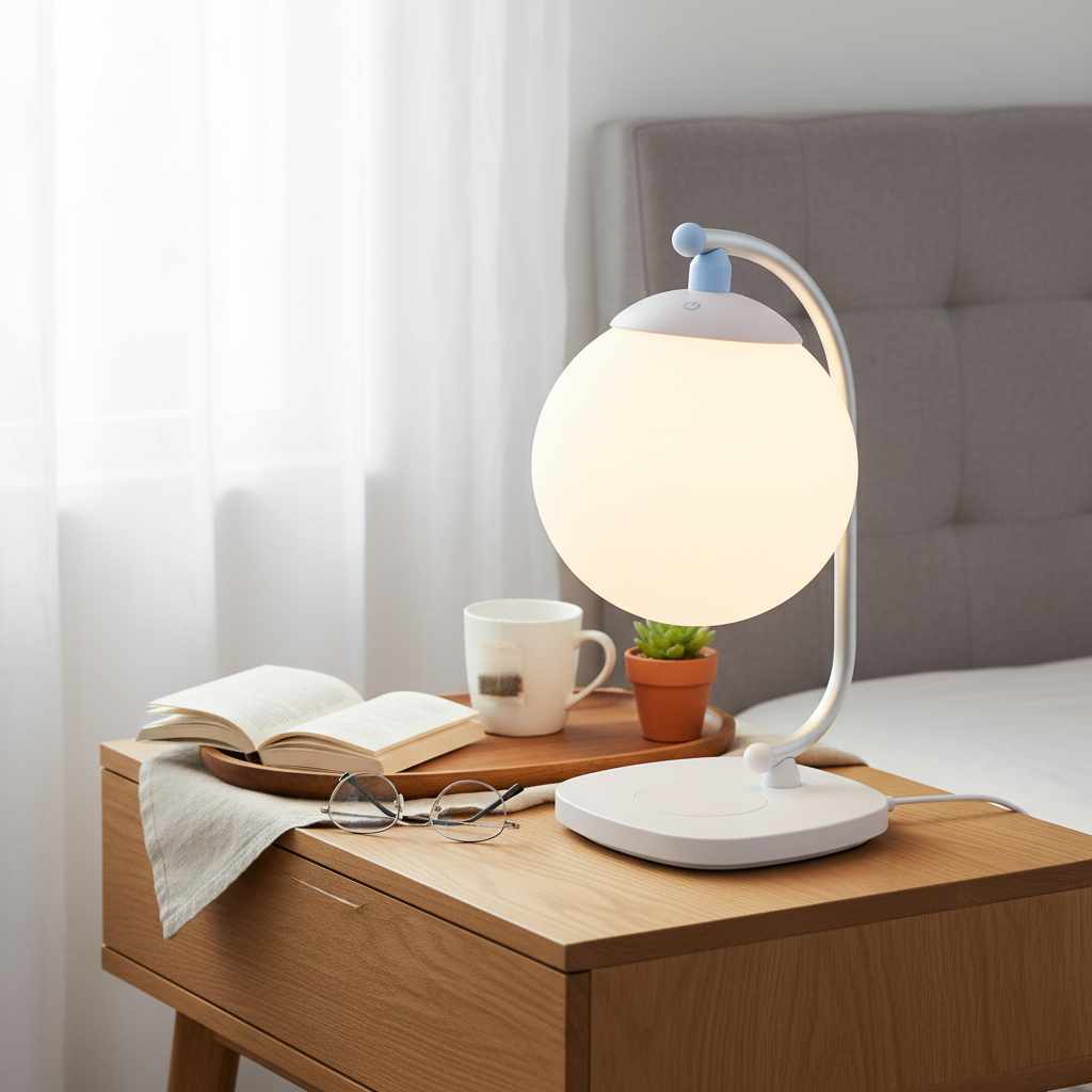 Wood Grain Bedside Lamp
