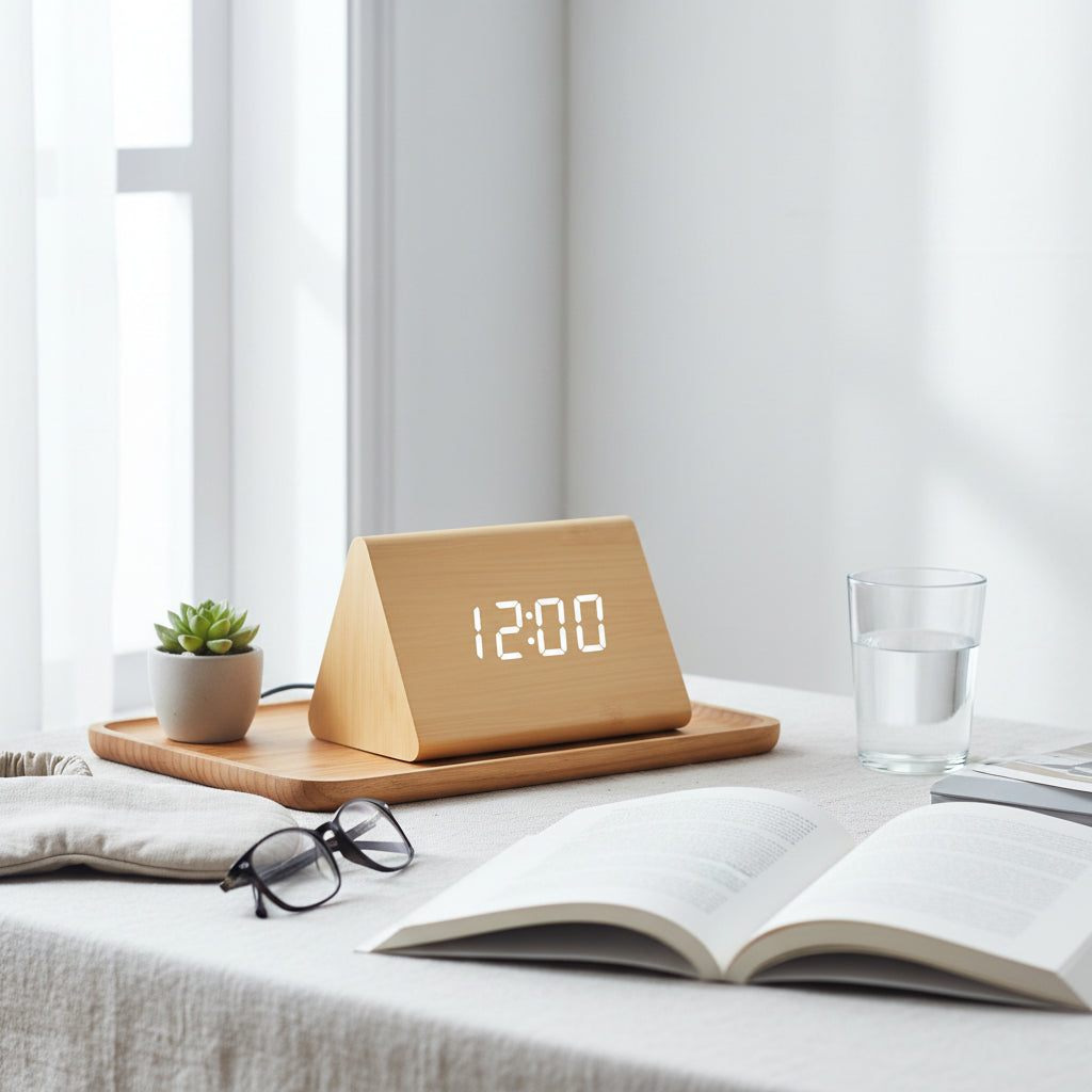 Voice-Controlled LED Wooden Alarm Clock