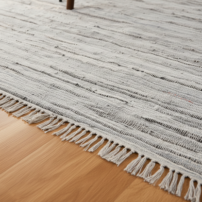 Handwoven Boho Rag, Square Grey Rug