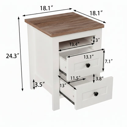 2-Drawer Farmhouse Bedside Table
