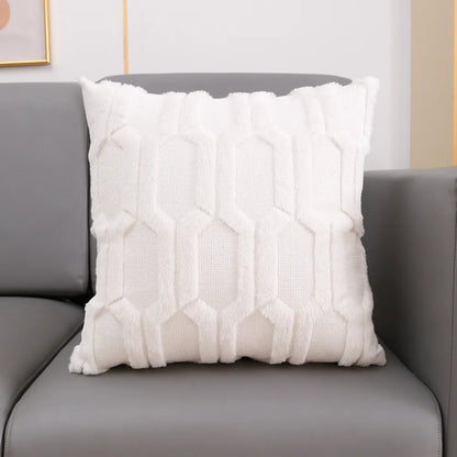 Plush Embroidered Lumbar Pillow