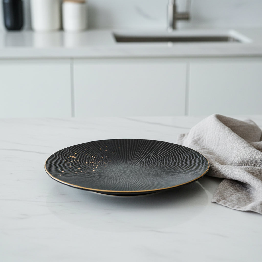 Nordic Black Gold Trim Dinner Plates
