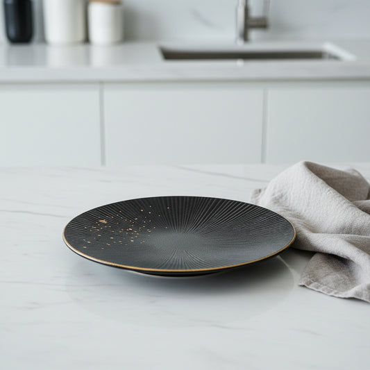 Nordic Black Gold Trim Dinner Plates