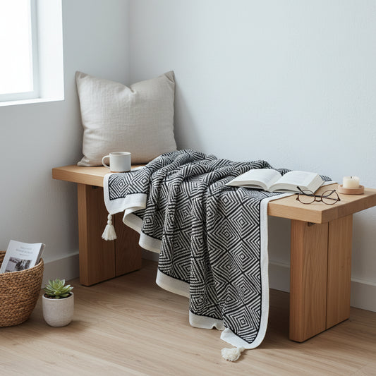 Knitted Jacquard Vintage Throw Blanket